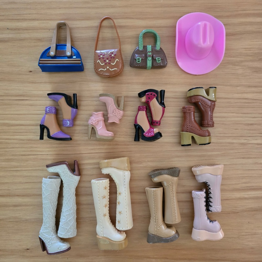 Barbie My Scene Doll Accessories Lot Shoes Platform Boots Purses Pink Cowboy Hat